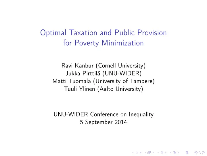 optimal taxation and public provision for poverty