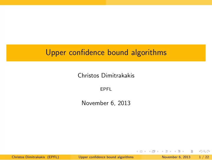 upper confidence bound algorithms