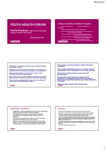 YOUTH HEALTH FORUM  Uniting Counselling &amp; Mediation Programs  Options (Parramatta only)