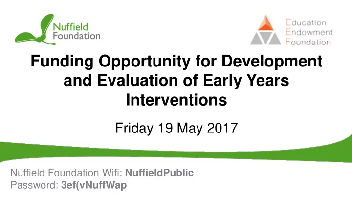 funding opportunity for development