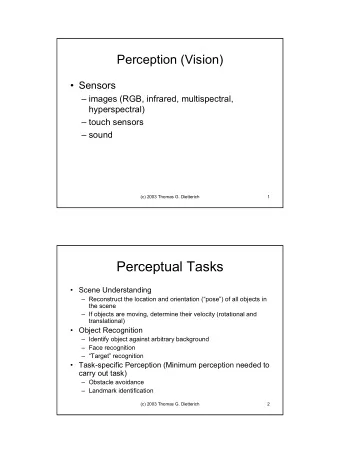 Perceptual Tasks   Scene Understanding   Reconstruct the location and orientation