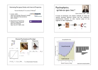 Psychophysics,  Estimating Perceptual Scales with Interval Properties  quest-ce que cest ?