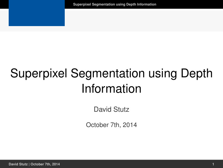 superpixel segmentation using depth information