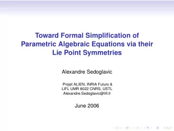 Toward Formal Simplification of  Parametric Algebraic Equations via their  Lie Point Symmetries