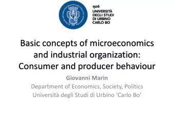 Basic concepts of microeconomics  and industrial organization:  Consumer and producer behaviour