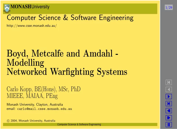 boyd metcalfe and amdahl modelling networked warfighting