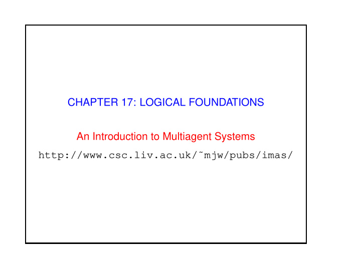 chapter 17 logical foundations an introduction to