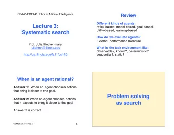 Lecture 3:   reflex-based, model-based, goal-based, utility-based, learning-based  Systematic