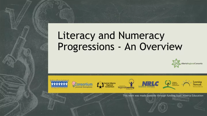 literacy and numeracy progressions an overview