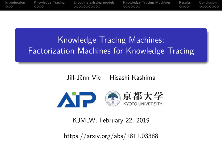 knowledge tracing machines factorization machines for