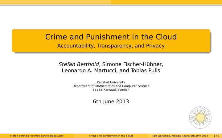 crime and punishment in the cloud