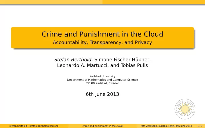 crime and punishment in the cloud