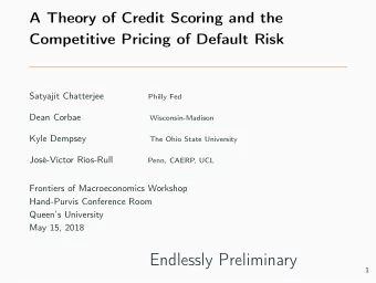 Endlessly Preliminary  1  Why do people pay back rather than file for bankruptcy?  Benefits of