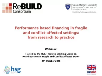 and conflict-affected settings:  from research to practice  Webinar:  Hosted by the HSG Thematic
