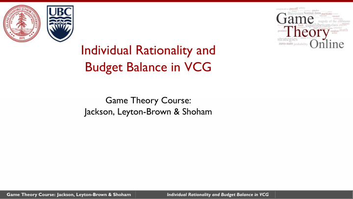individual rationality and budget balance in vcg