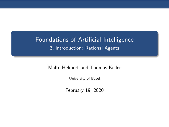 foundations of artificial intelligence