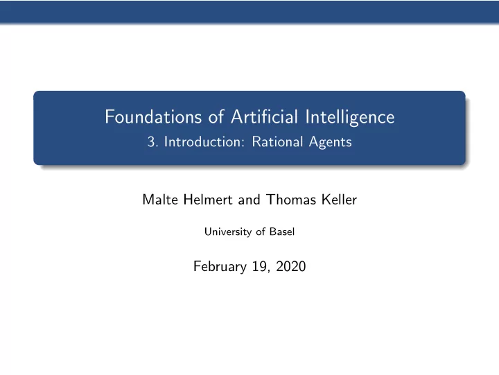 foundations of artificial intelligence
