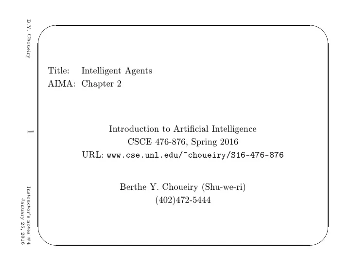 aima chapter 2 choueiry in tro du tion to arti ial in