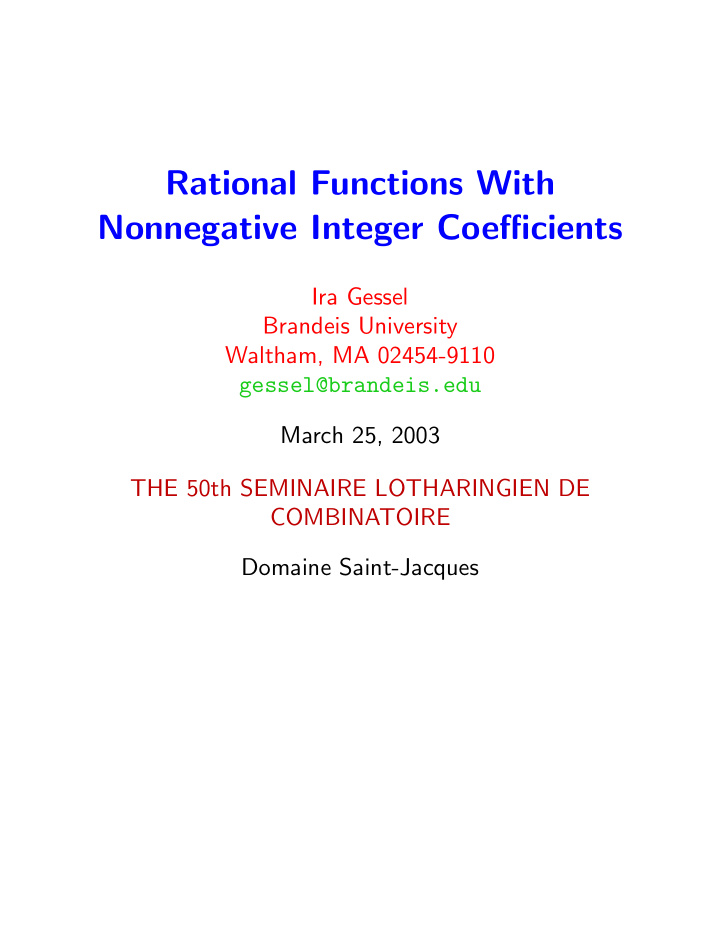 rational functions with nonnegative integer coefficients