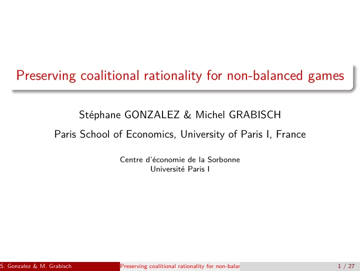 preserving coalitional rationality for non balanced games