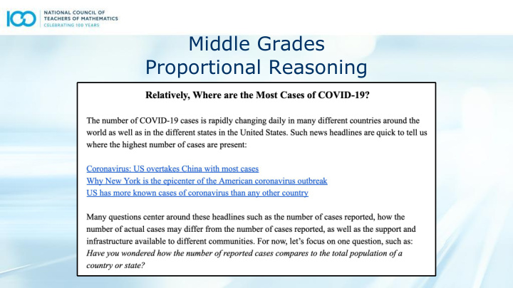 middle grades proportional reasoning middle grades