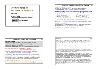 Resolution rule for propositional clauses  3ai  Recall the structure of a Clause  AUTOMATED