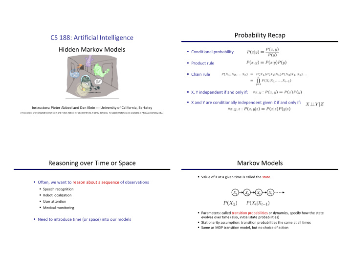 probability recap cs 188 artificial intelligence