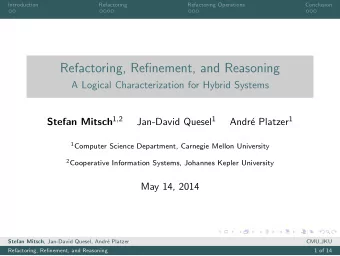 Refactoring, Refinement, and Reasoning  A Logical Characterization for Hybrid Systems Stefan Mitsch