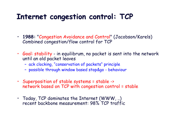 internet congestion control tcp internet congestion