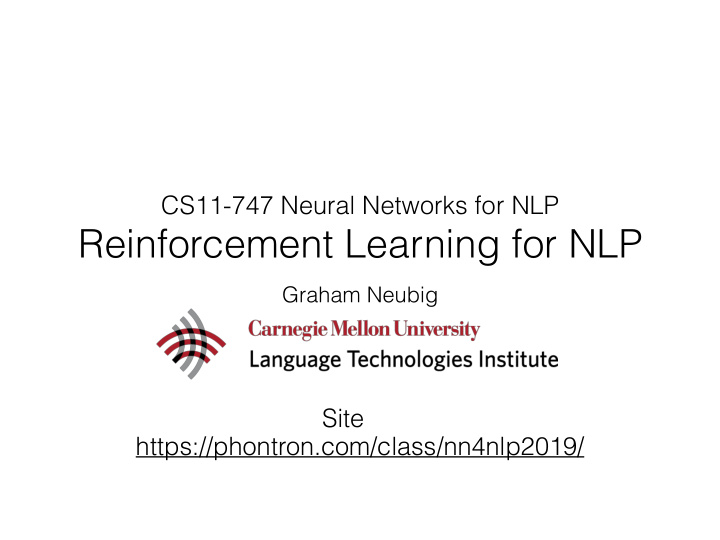 reinforcement learning for nlp