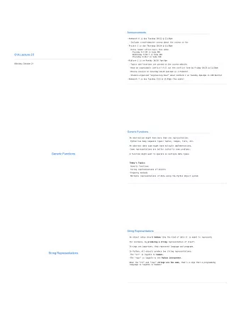 61A Lecture 20  Wednesday 5:30-7 in Soda 405  Thursday 5:30-7 in Soda 320  Midterm 2 is on