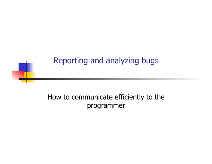 bug reporting