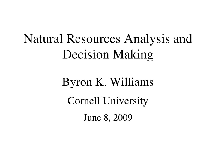 natural resources analysis and decision making