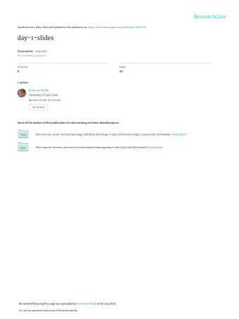 day-1-slides Presentation  July 2019  DOI: 10.13140/RG.2.2.21639.04001  CITATIONS  READS  0  33