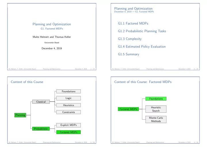 planning and optimization