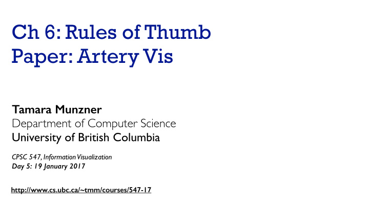 ch 6 rules of thumb paper artery vis