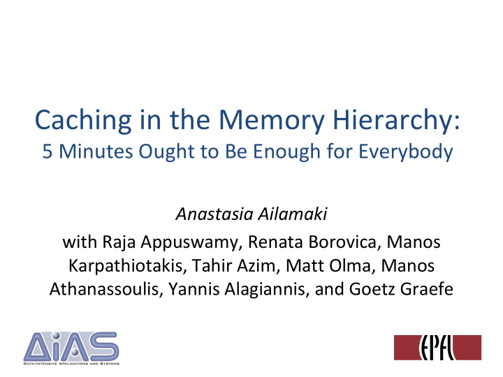 caching in the memory hierarchy