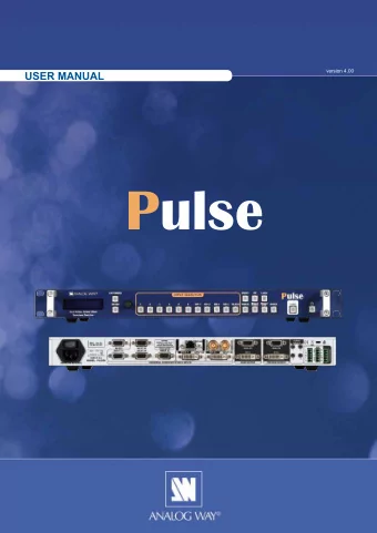 Pulse  THANK YOU  Thank you for choosing Analog Way. By following these simple steps, you should be