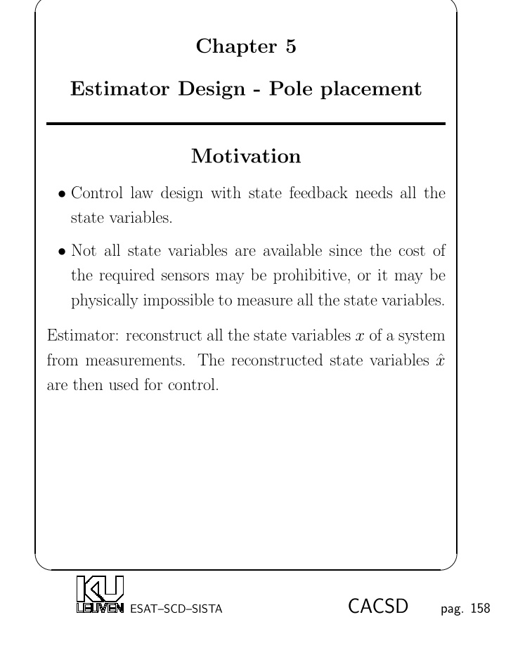 chapter 5 estimator design pole placement motivation