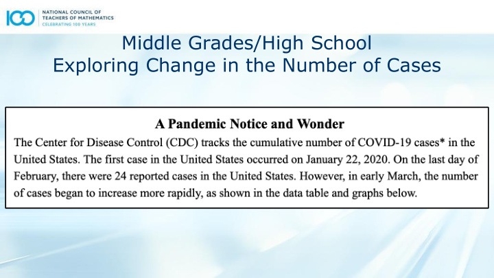 middle grades high school exploring change in the number
