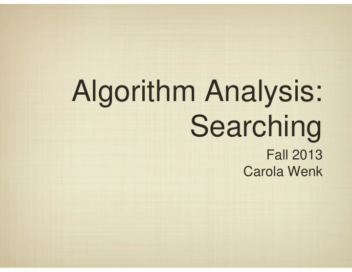 algorithm analysis searching