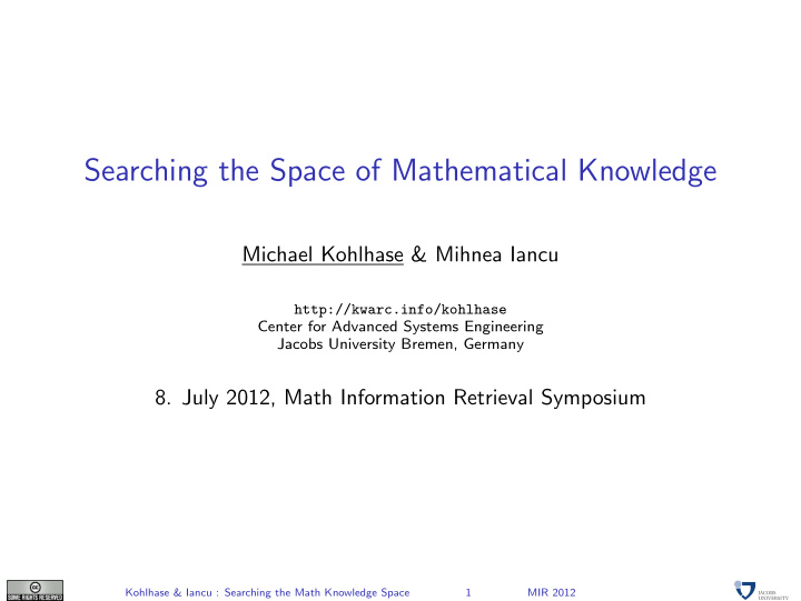searching the space of mathematical knowledge