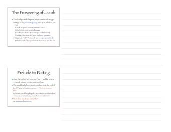 Prelude to Parting After the birth of Rachels first child  and his 11 th son   Jacob