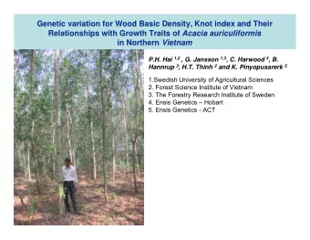 Genetic variation for Wood Basic Density, Knot index and Their  Genetic variation for Wood Basic