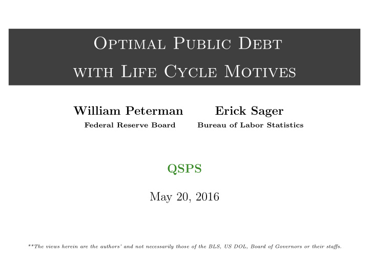 optimal public debt with life cycle motives