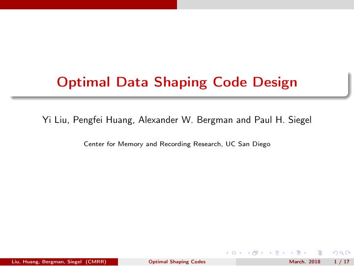 optimal data shaping code design