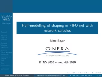 Half-modelling of shaping in FIFO net with  network calculus  Context  Network  calculus:  overview