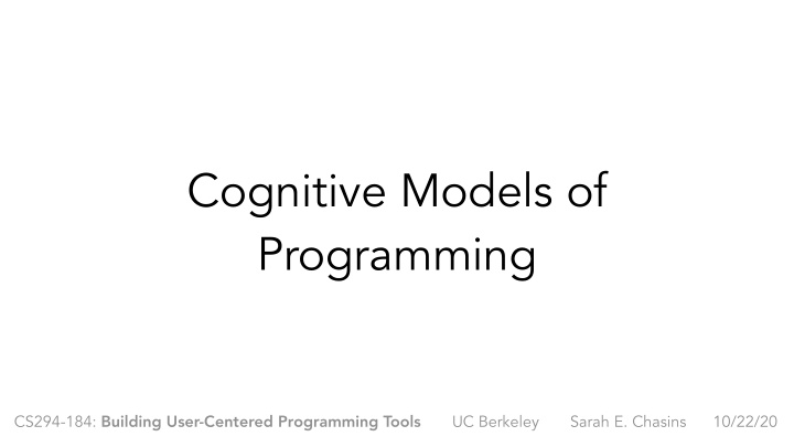cognitive models of programming