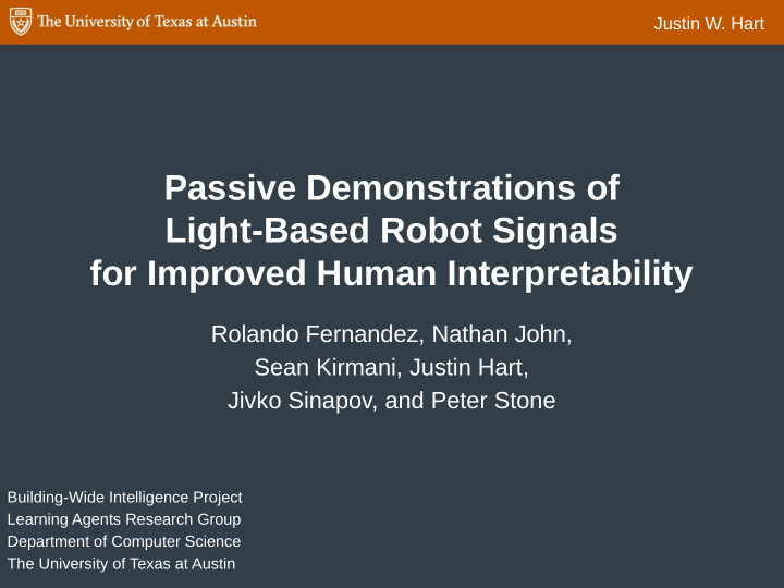 passive demonstrations of light based robot signals for