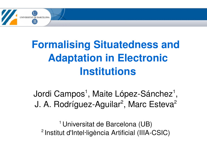 formalising situatedness and adaptation in electronic